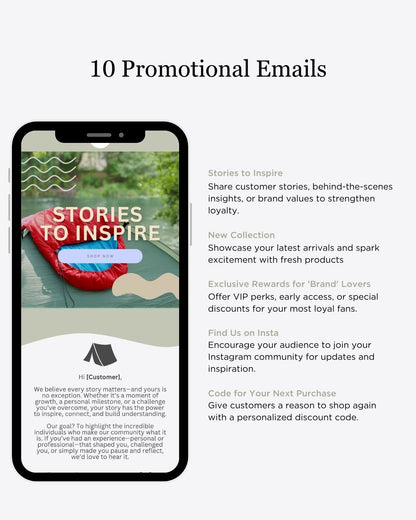 E-commerce Email Marketing Newsletter Canva Template Bundle for Klaviyo Mailchimp and Flodesk | Camping and Outdoor Gear
