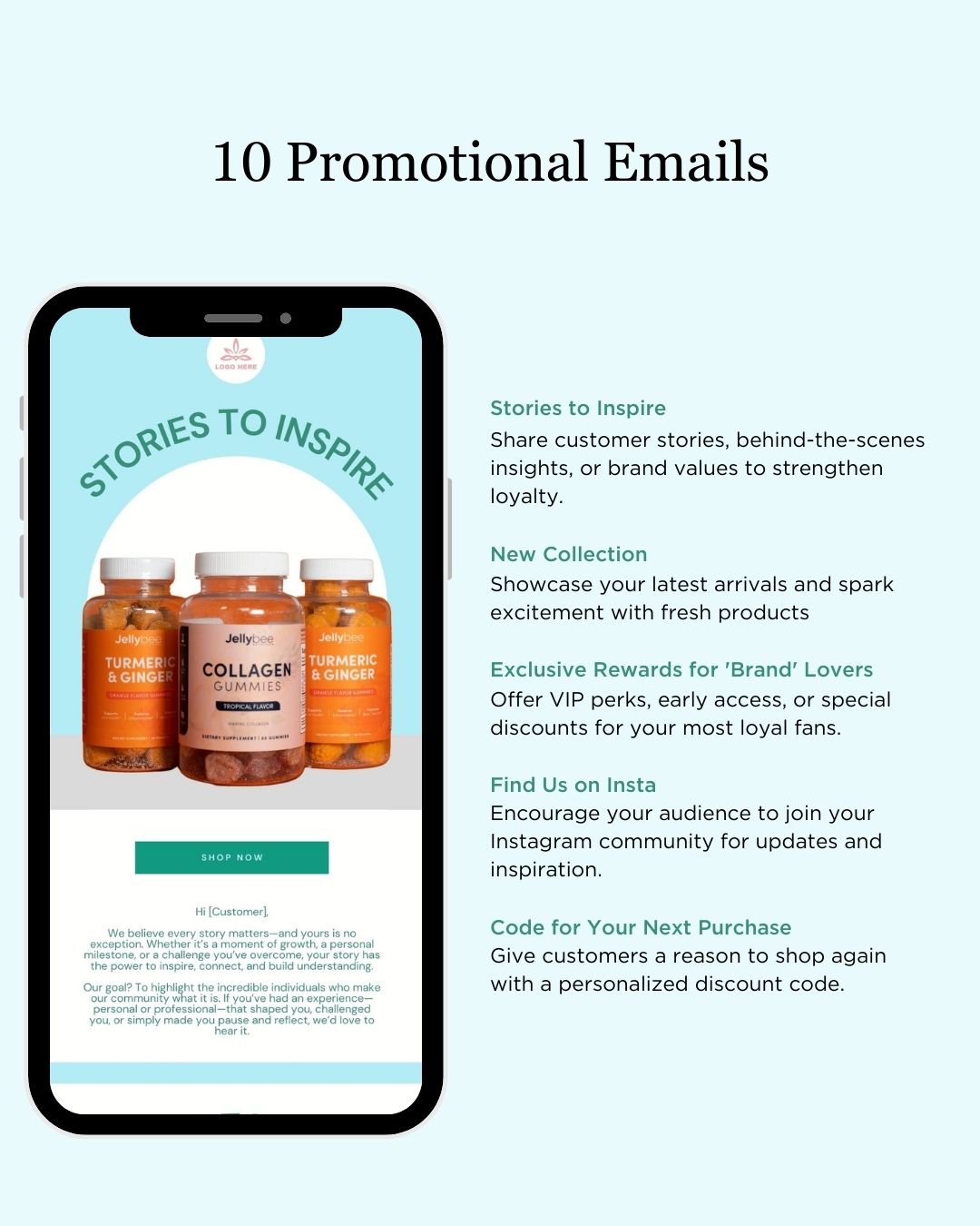 E-commerce Email Marketing Newsletter Canva Template Bundle for Klaviyo Mailchimp and Flodesk | Nutritional Supplements and Vitamins