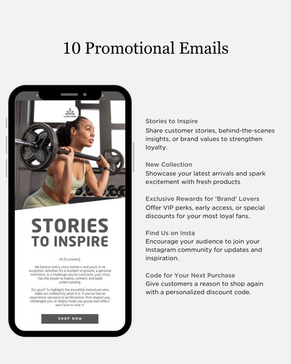 E-commerce Email Marketing Newsletter Canva Template Bundle for Klaviyo Mailchimp and Flodesk | Fitness Equipment and Gear