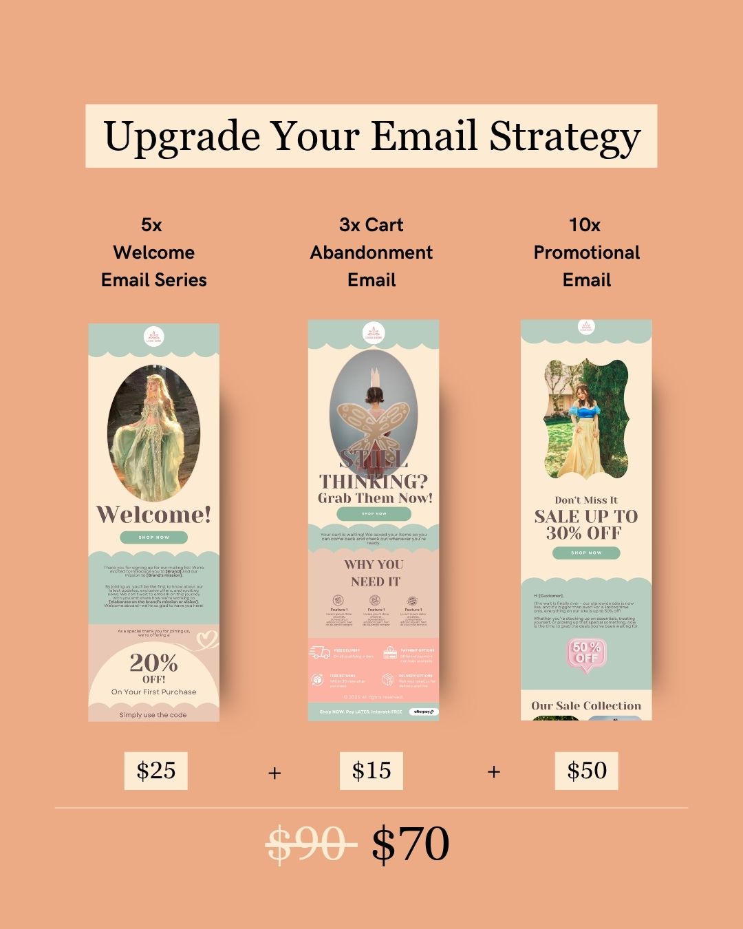 E-commerce Email Marketing Newsletter Canva Template Bundle for Klaviyo Mailchimp and Flodesk | Costumes and Props