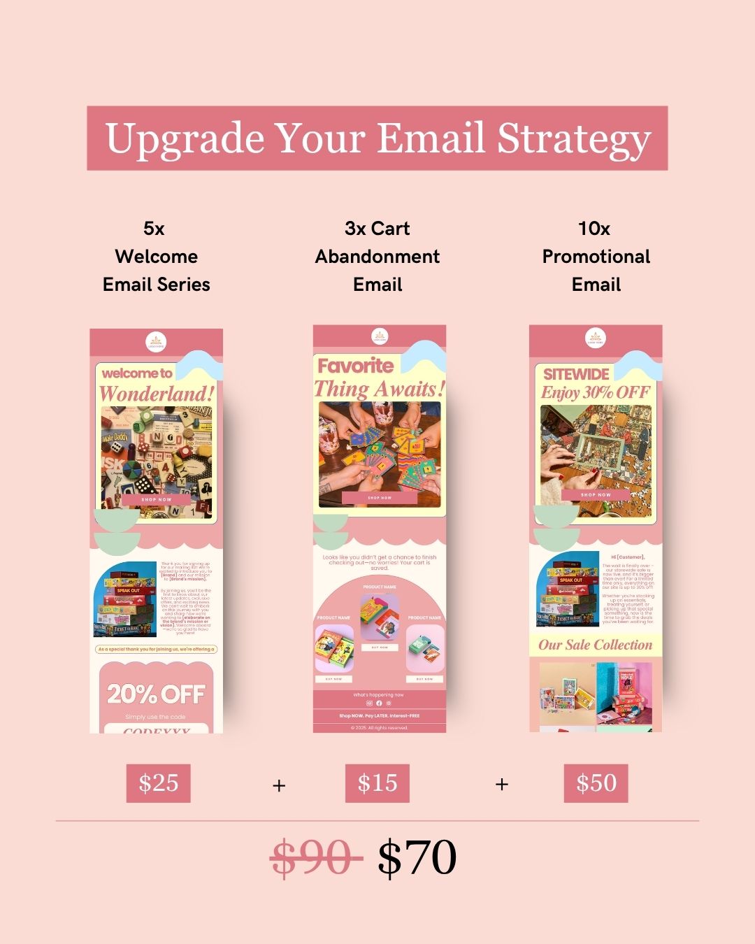 E-commerce Email Marketing Newsletter Canva Template Bundle for Klaviyo Mailchimp and Flodesk | Toys and Games