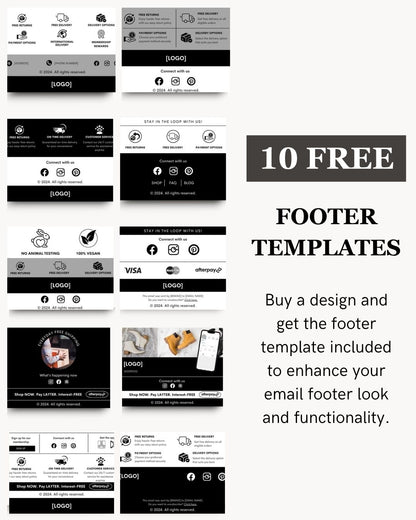 E-commerce Email Marketing Newsletter Canva Template Bundle for Klaviyo Mailchimp and Flodesk | Fashion B&W