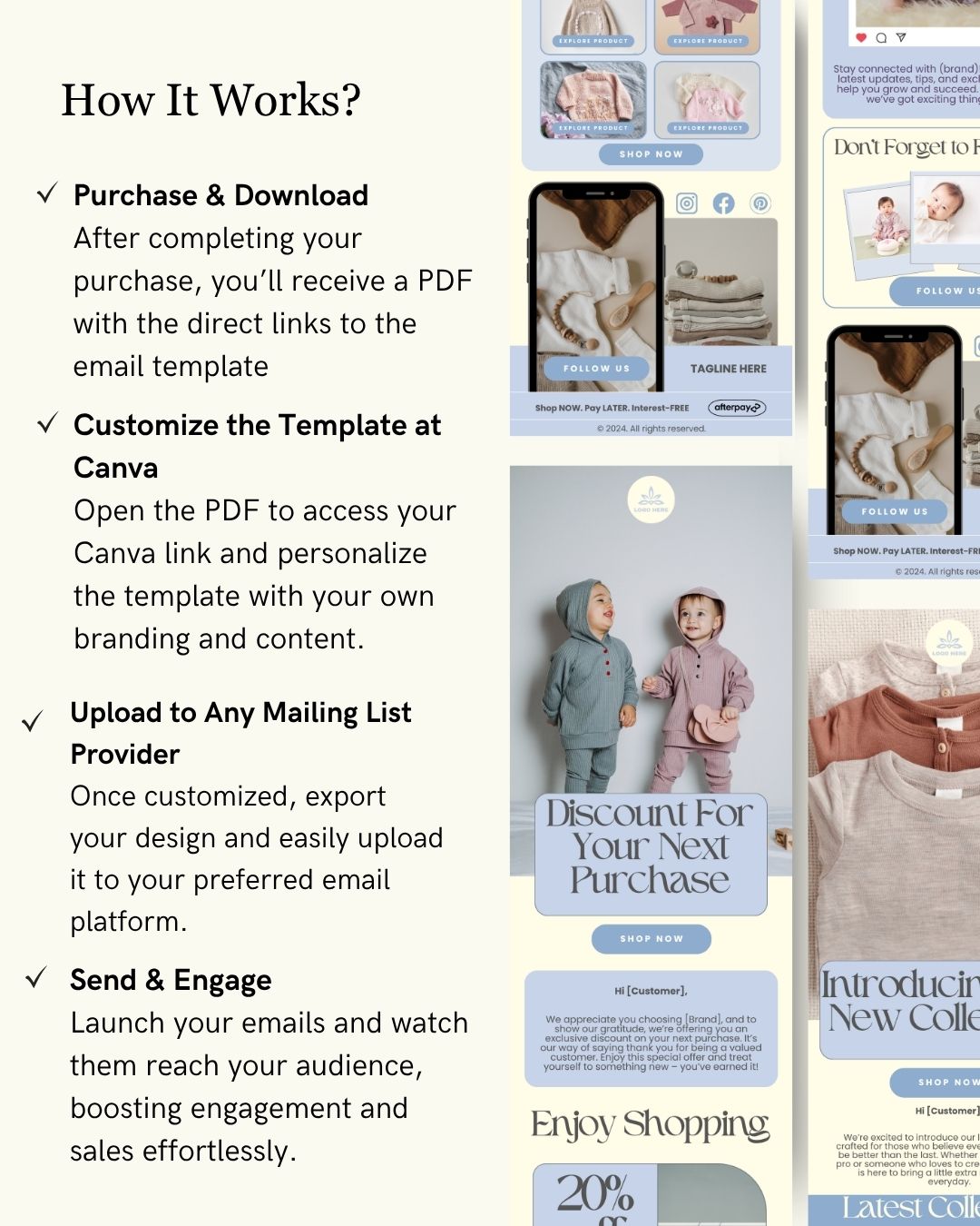 E-commerce Email Marketing Newsletter Canva Template Bundle for Klaviyo Mailchimp and Flodesk | Baby Essentials