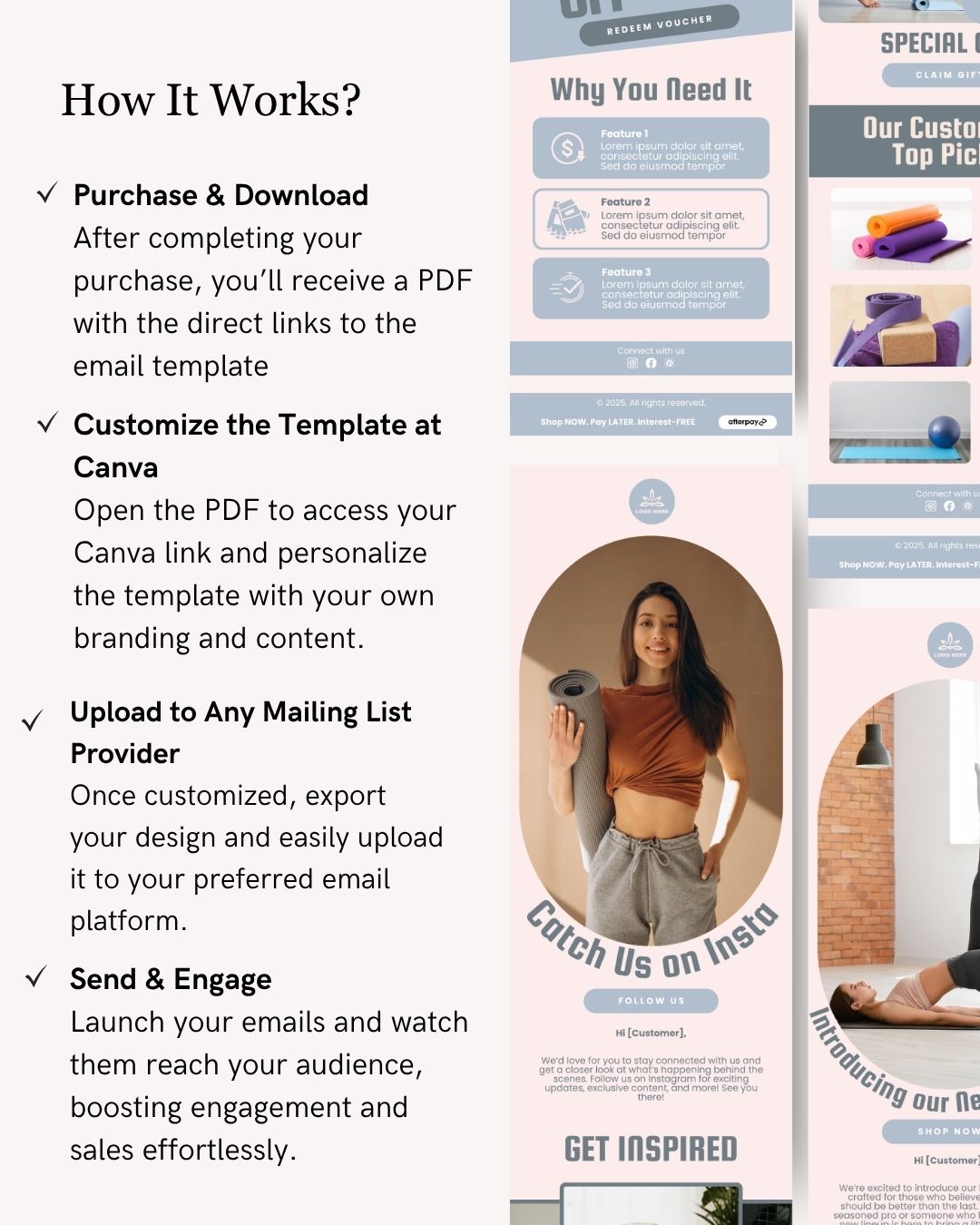 E-commerce Email Marketing Newsletter Canva Template Bundle for Klaviyo Mailchimp and Flodesk | Sports Equipment