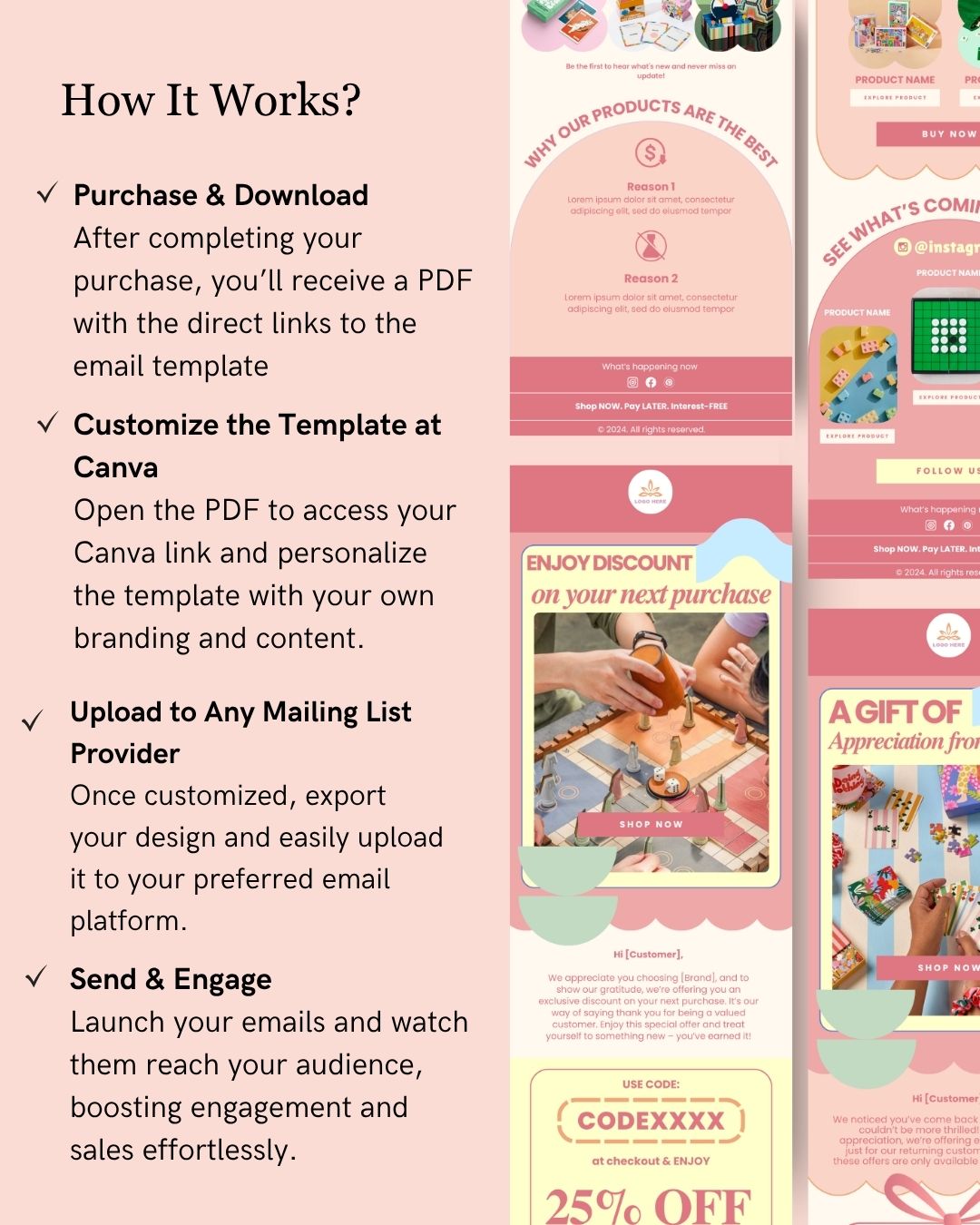 E-commerce Email Marketing Newsletter Canva Template Bundle for Klaviyo Mailchimp and Flodesk | Toys and Games