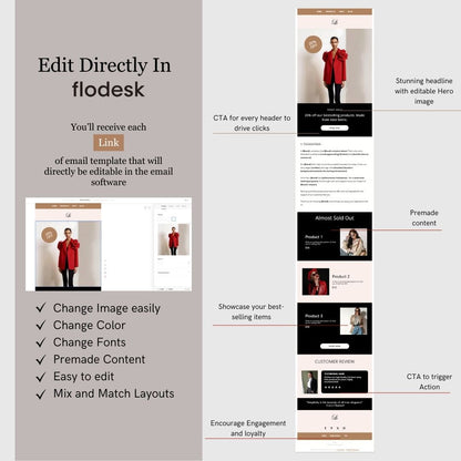 Brown & Black Theme Flodesk Fashion Email Templates Bundle