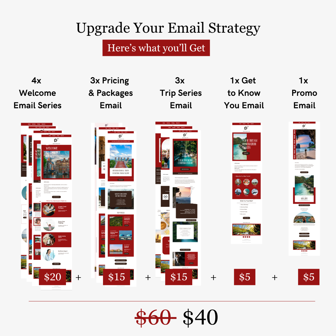 Diagram of email marketing strategy with pricing details on a white background
