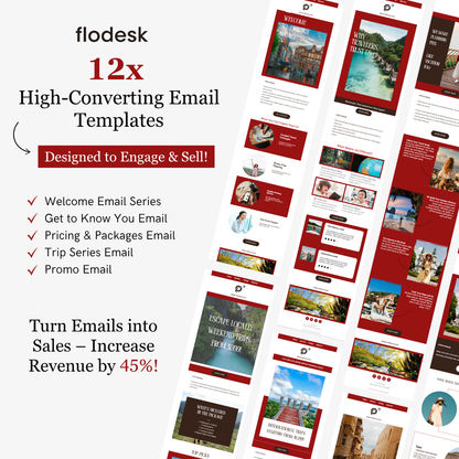 Collection of flodesk high-converting email templates on a white background