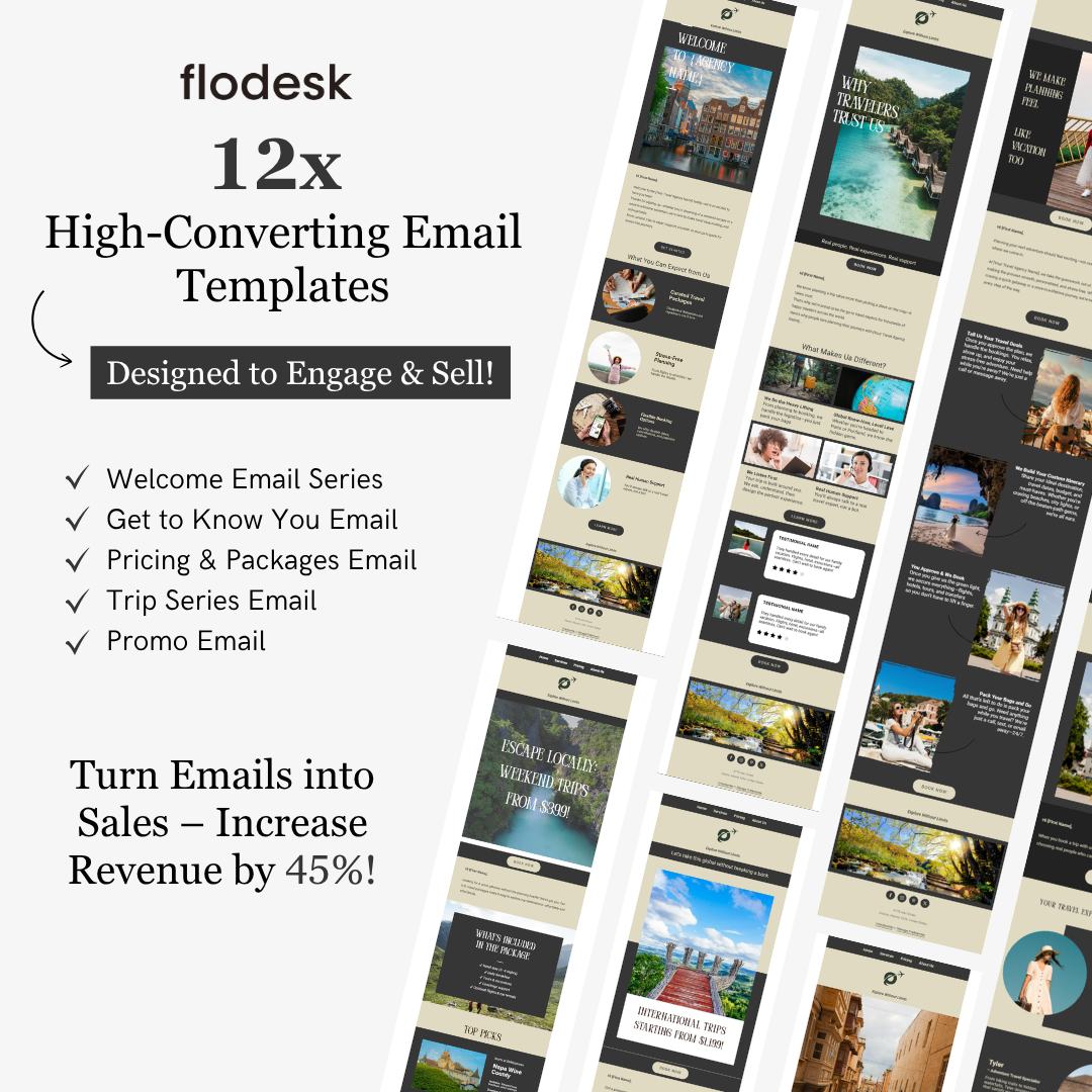 Flodesk 12x high-converting email templates on a white background
