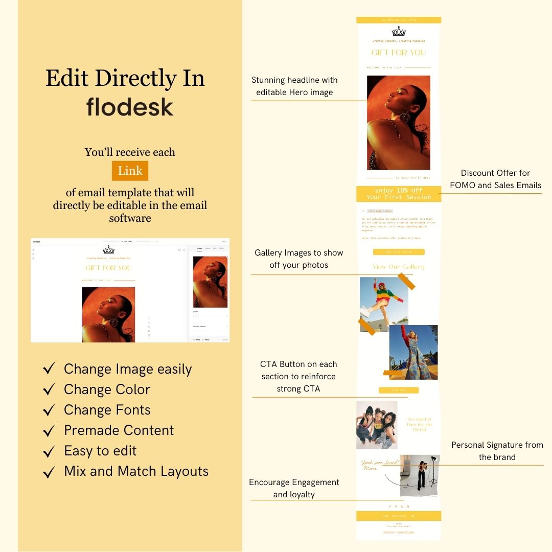 Yellow Orange Flodesk Photography Welcome Email Sequence Template