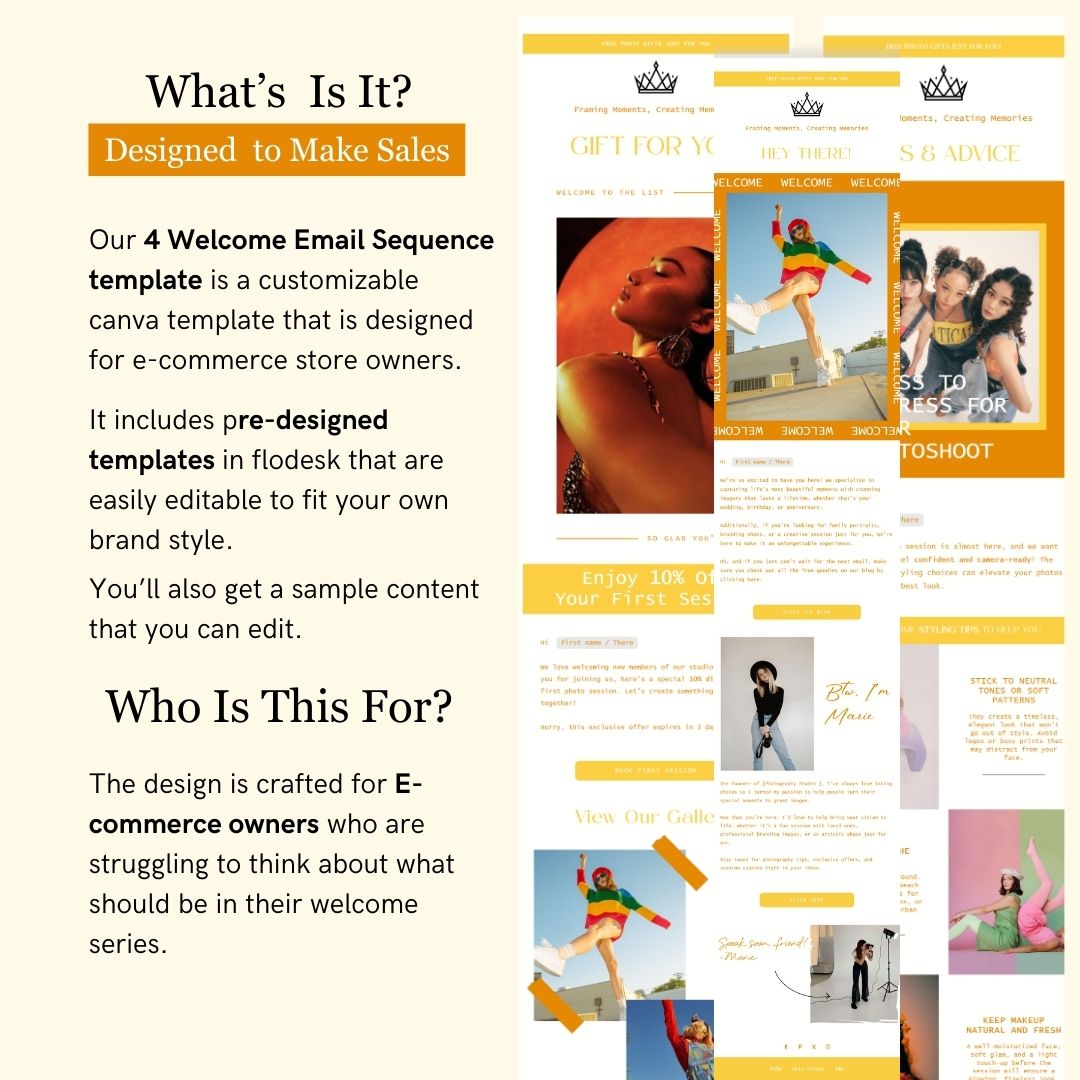 Yellow Orange Flodesk Photography Welcome Email Sequence Template