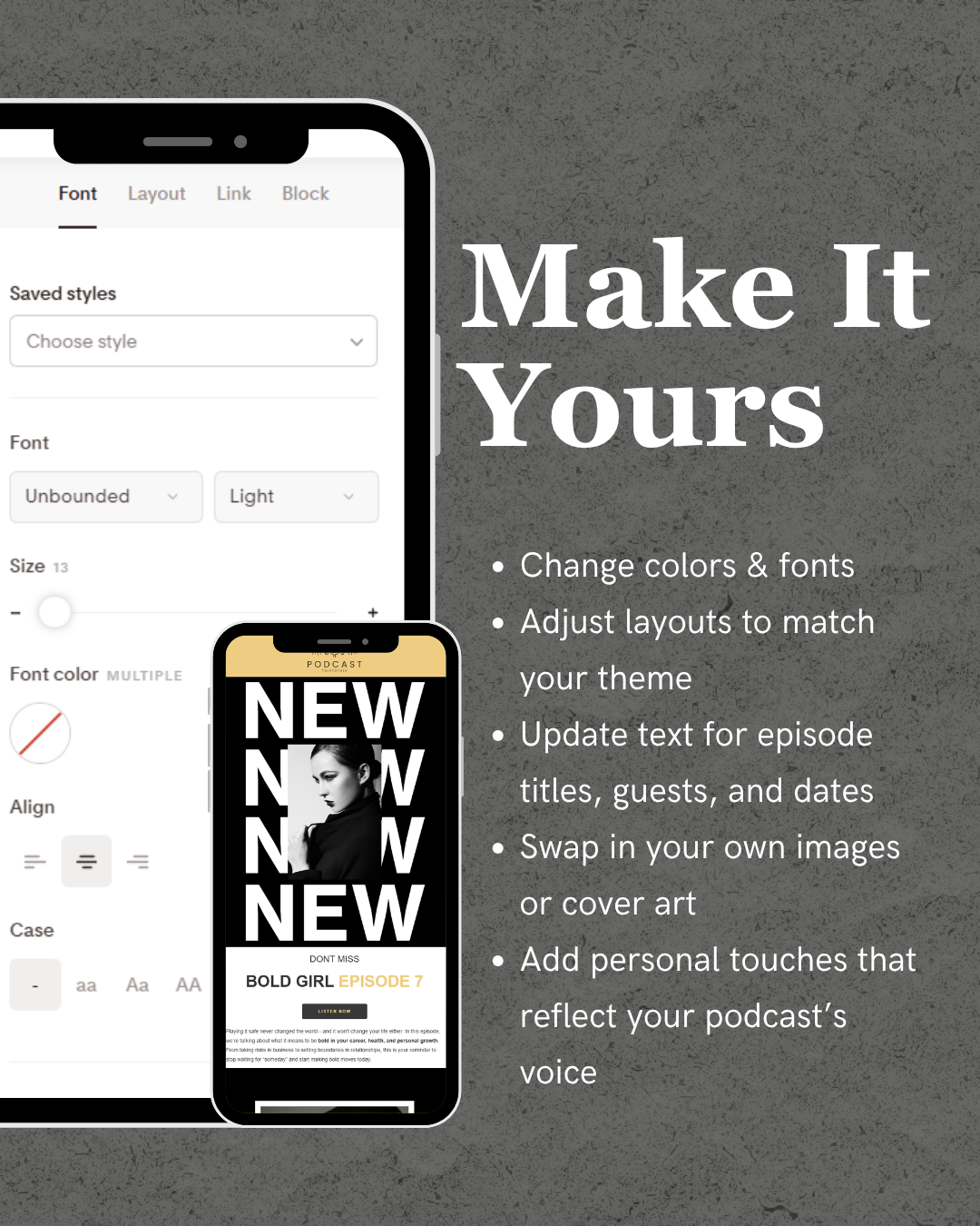 Yellow, Black & White Flodesk Podcast Email Template