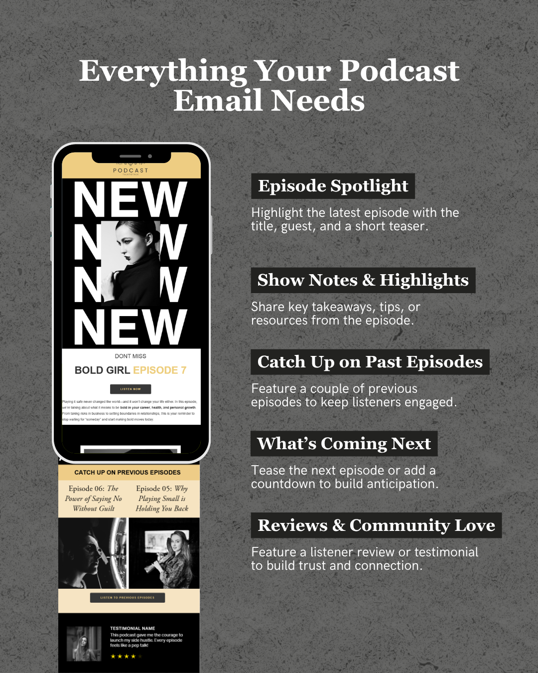 Yellow, Black & White Flodesk Podcast Email Template
