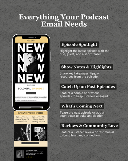 Yellow, Black & White Flodesk Podcast Email Template