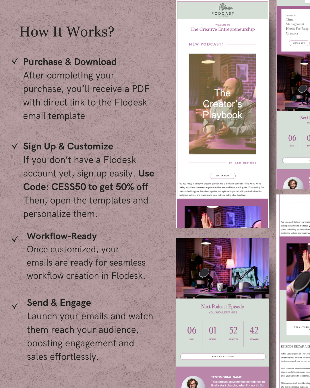 Mauve & Sage Flodesk Podcast Email Template