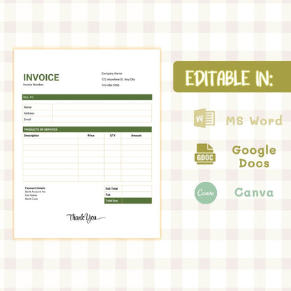 editable invoice template