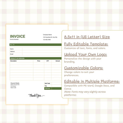 Customizable invoice template