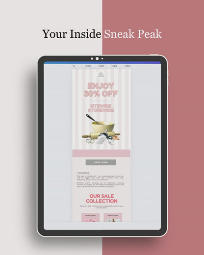 E-commerce Email Marketing Newsletter Canva Template Bundle for Klaviyo Mailchimp and Flodesk | Baking Materials